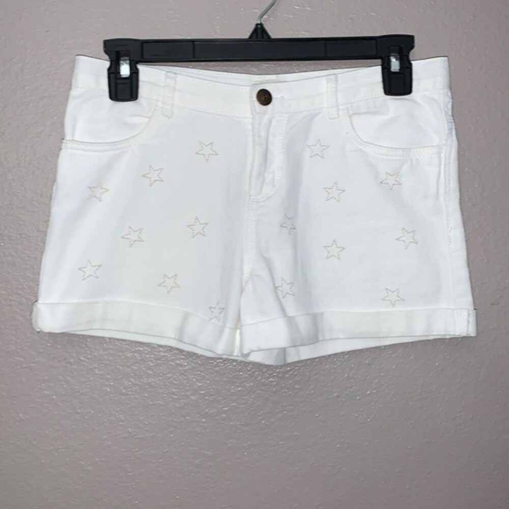 OshKosh B'gosh Girl’s Size 12 White Jean Shorts with embroidered stars